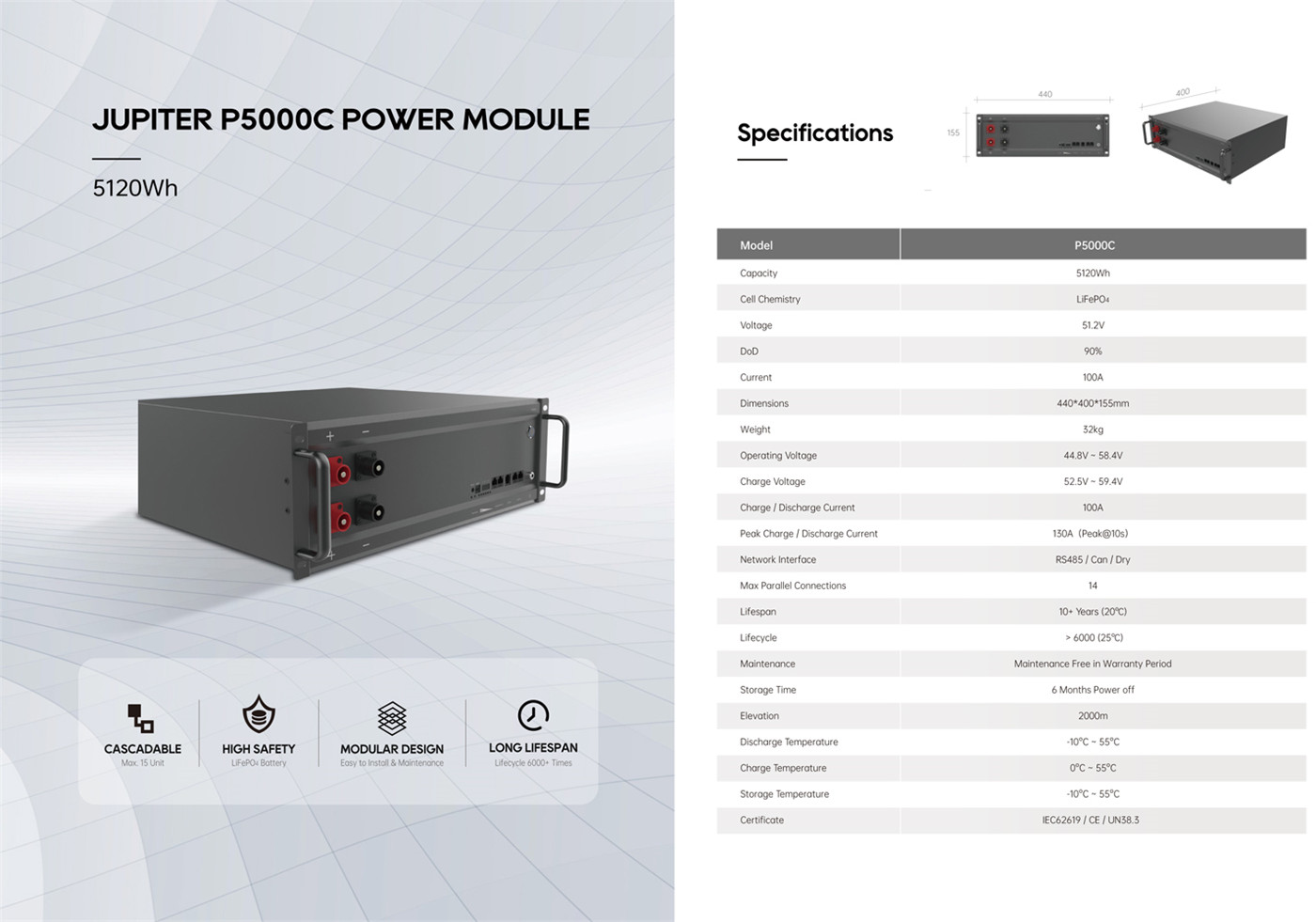 5000Wh energy storage power station commercial energy system power module3